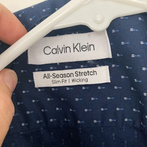 4/$25 Calvin Klein Navy Men’s Slim Fit Stretch Longsleeve Dress Shirt Medium - Picture 3 of 7